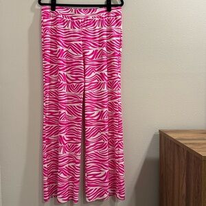 Jude Connally NWT Medium Zebra Hot Pink Trixie Wide Leg Pant Stretch Knit Lounge